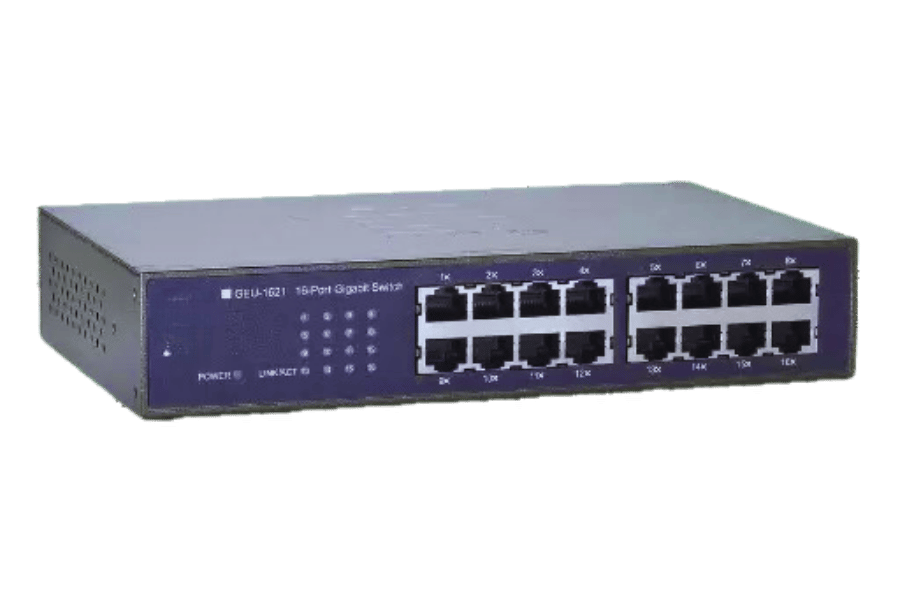 What is a 16-port Gigabit Ethernet switch, and how does it work?