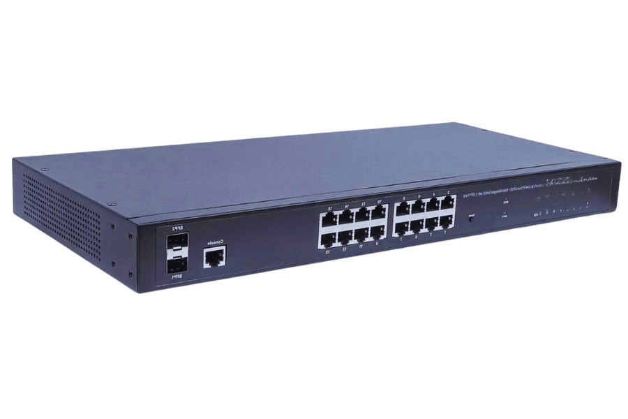 What are the benefits of using a 16-port Gigabit Ethernet switch?