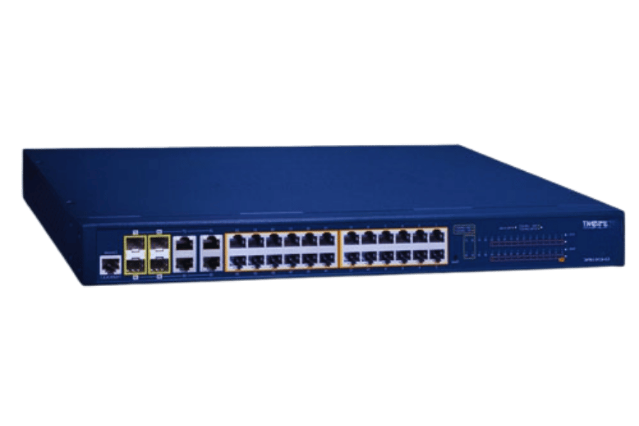 What features should you look for in a 24-port gigabit Ethernet switch?