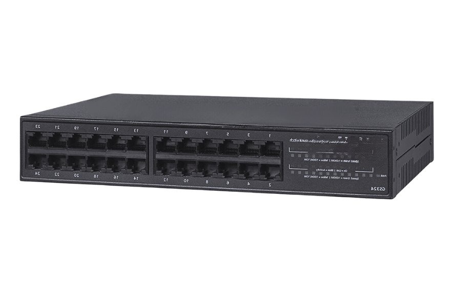 How do you set up and configure a 24-port gigabit Ethernet switch?