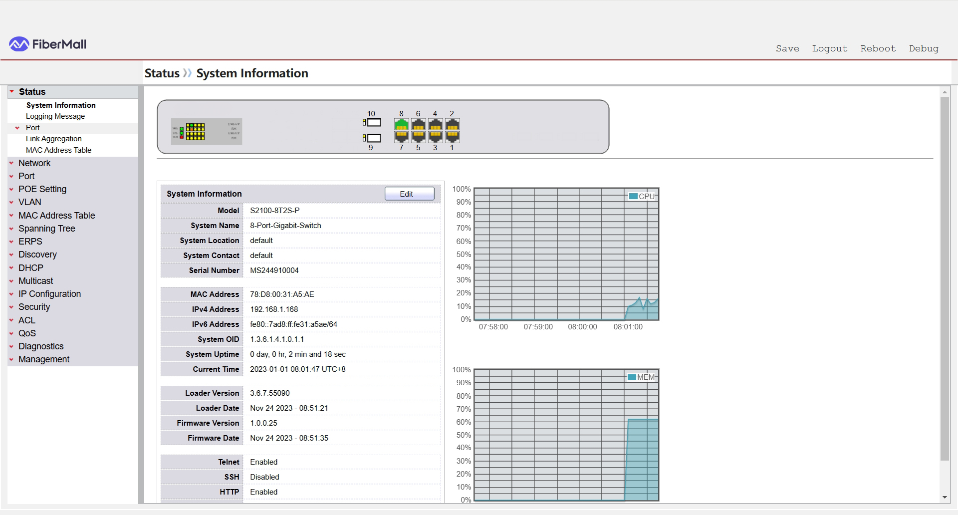 Switch 1G 8 port POE Switch with 2x 1G SFP L2+ Up1inks | FiberMall