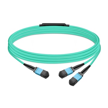 15m (49ft) 16 Fibers Low Insertion Loss Female to Female MPO16 to 2xMPO8 Polarity B APC to APC LSZH Multimode OM3 50/125