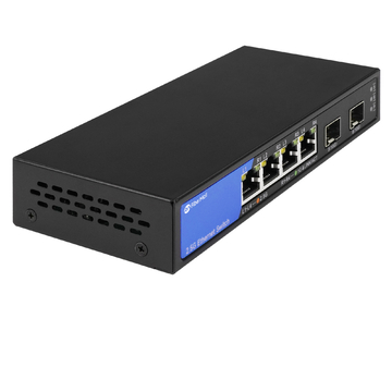 S3100-4T2X-DC, 4-Port Ethernet Switch, 4x 10/100/1000/2500 BASE-T RJ45, with 2x 1G/10G SFP+ Uplinks