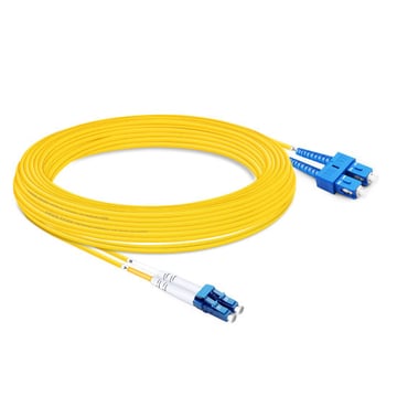 35m (115ft) Duplex OS2 Single Mode LC UPC to SC UPC PVC (OFNR) Fiber Optic Cable